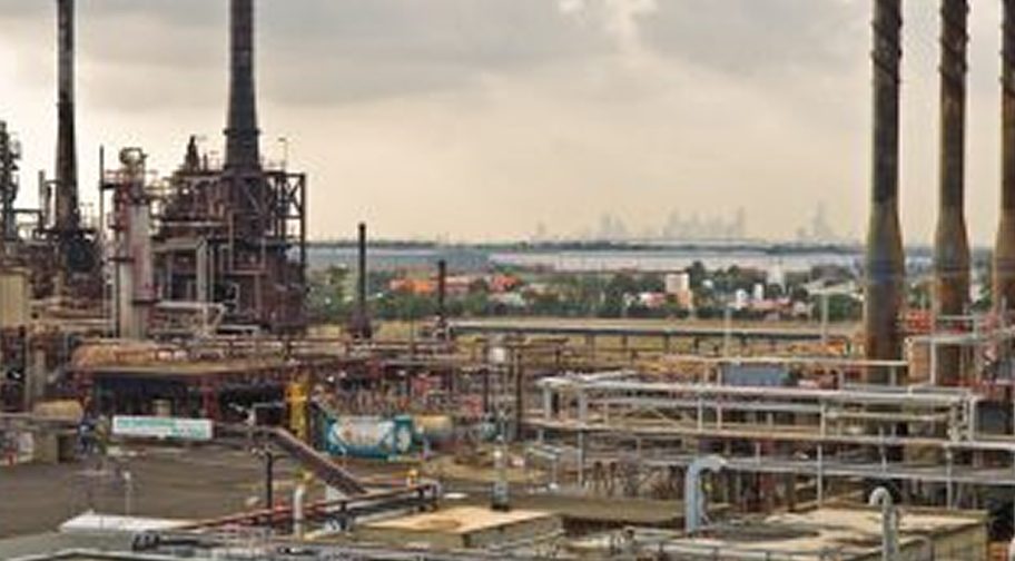 Industrial site with process equipment and storage